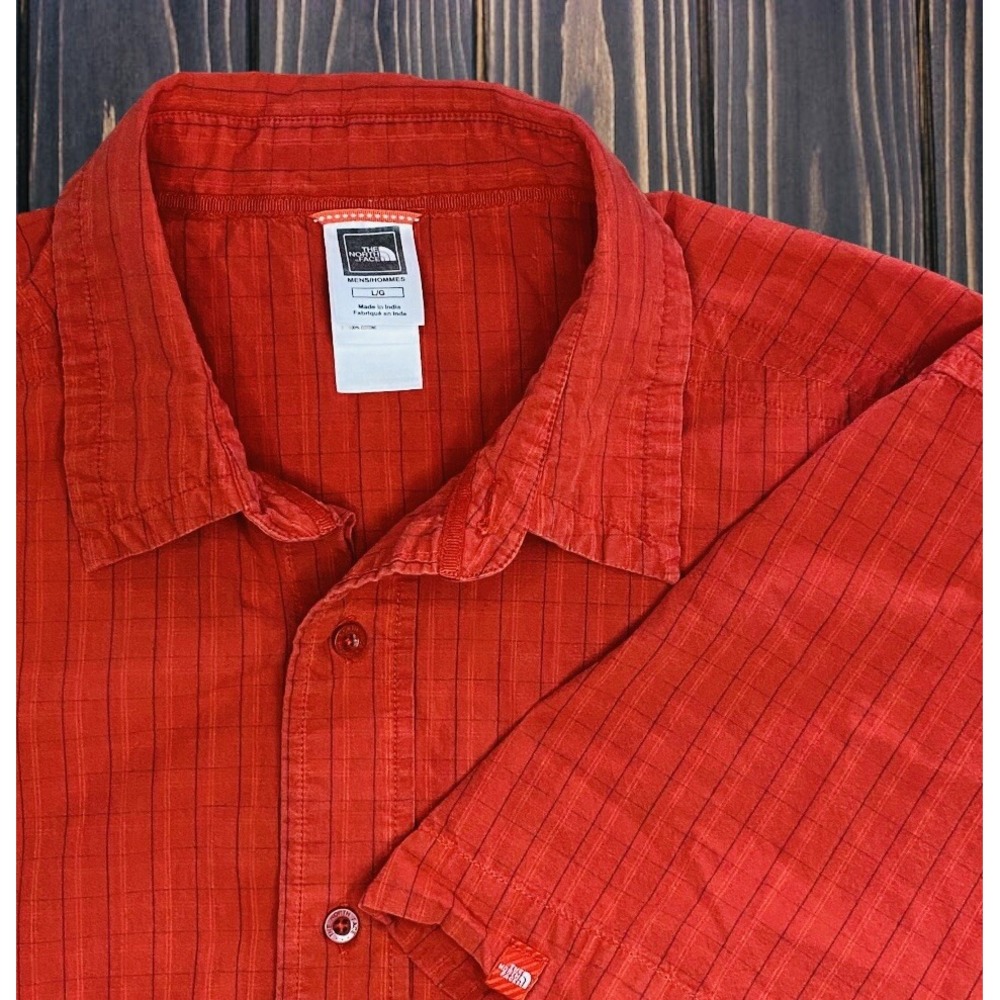 The North Face Plaid Button Down Collar Short Sleeve Sz L